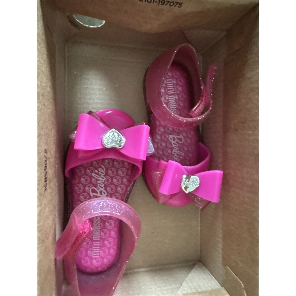 Mini Melissa Girls' Amy &‎ Barbie Sandals Pink Size 5 New in BOX